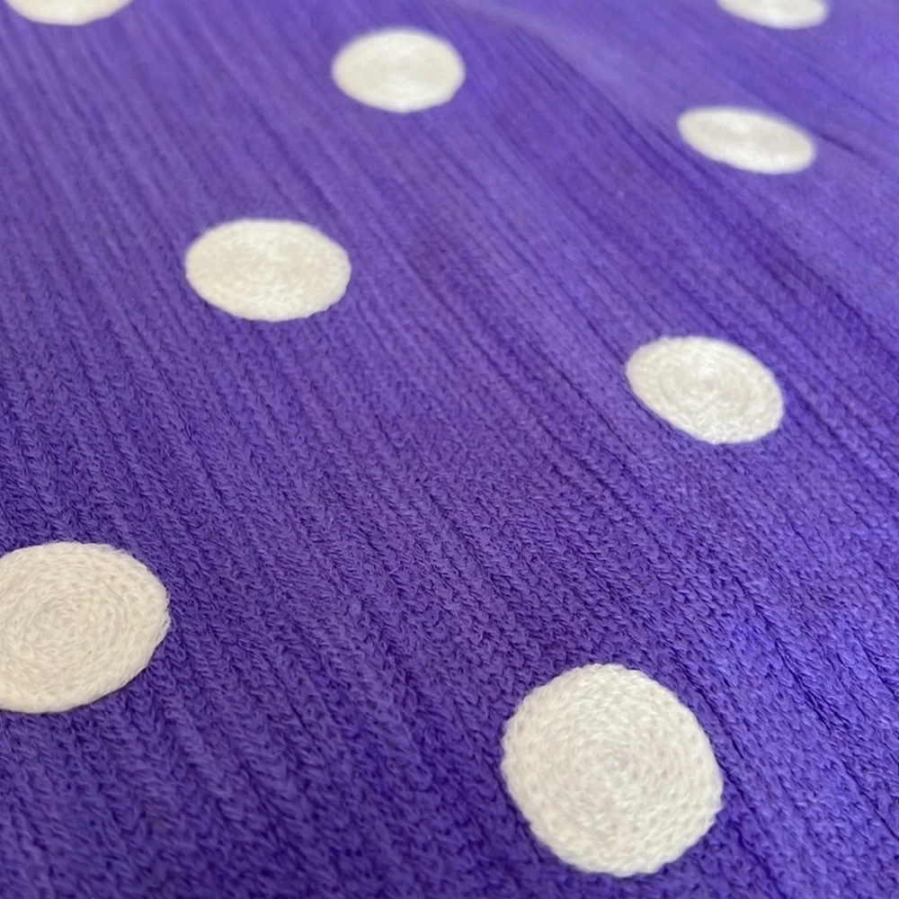 Pillow cover polka dot textured yarn purple and white New no tags 16x16”